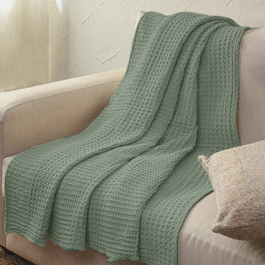 Linen Cotton - Waffle Weave Throw Blanket