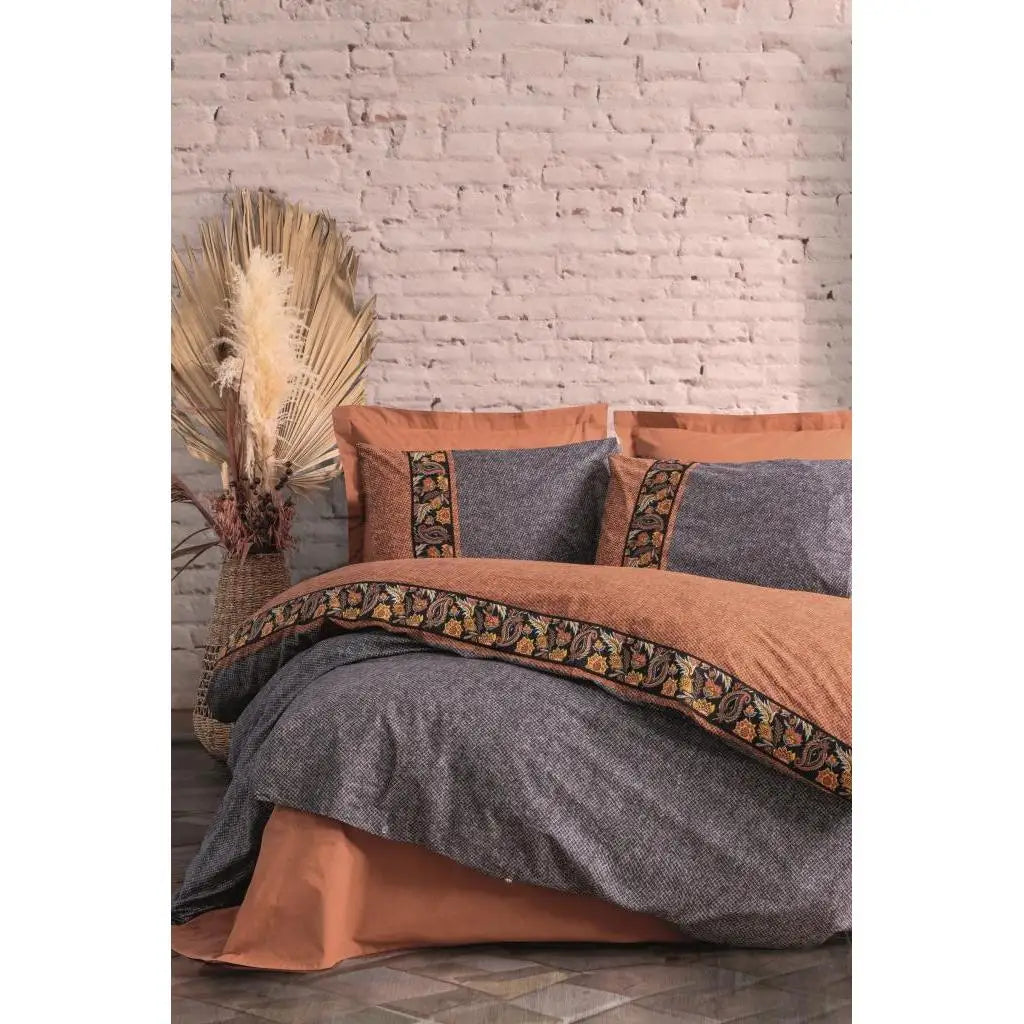 Dalila Cinnamon Folk Art Duvet Cover Set Single Cotton Box Unique Design Bedding