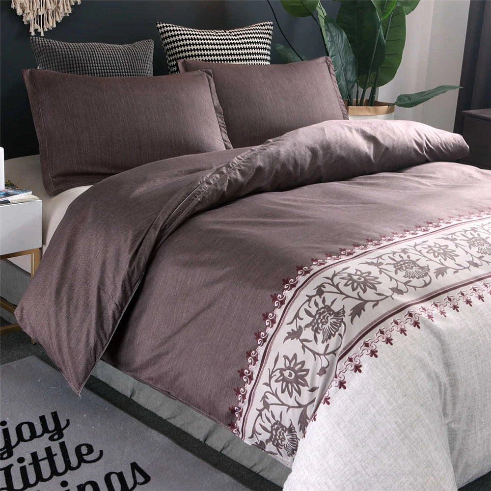 Luxury Bedding Sets King Flower Bed Linen High Quality Duvet Cover Set Queen Purple Bed Comforter