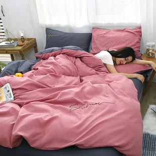 4 Piece Bedsheet All-season Solid Bedding Set Complete Polyester Bed Sheets