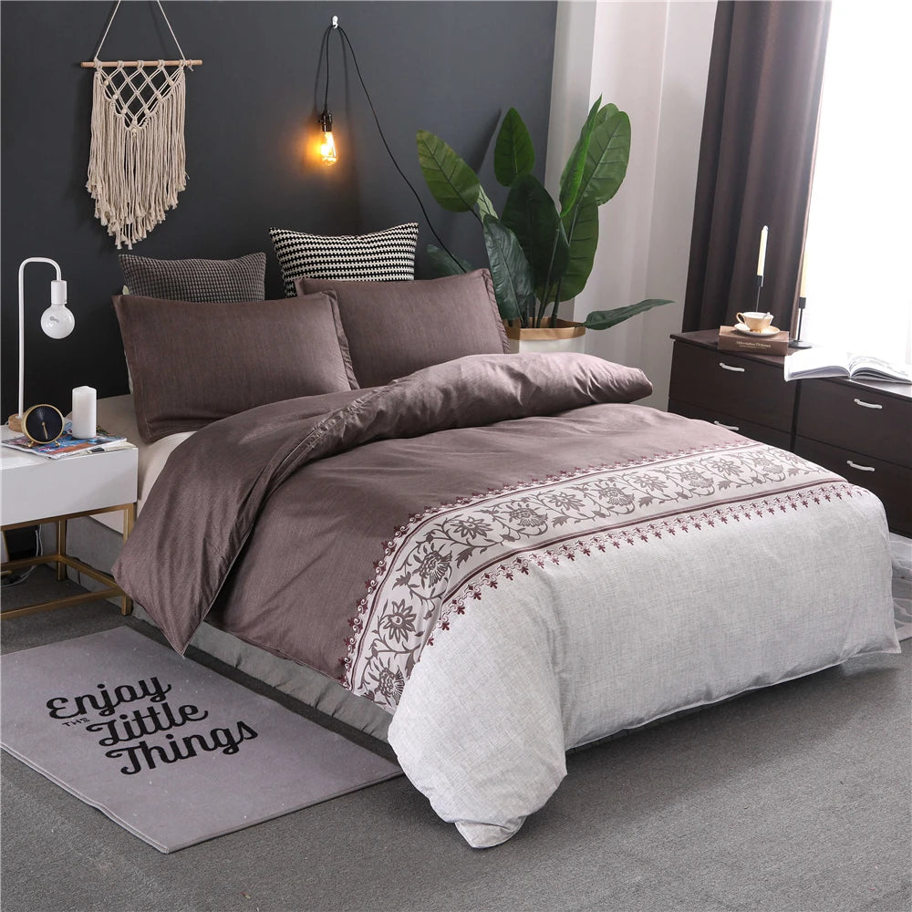 Luxury Bedding Sets King Flower Bed Linen High Quality Duvet Cover Set Queen Purple Bed Comforter