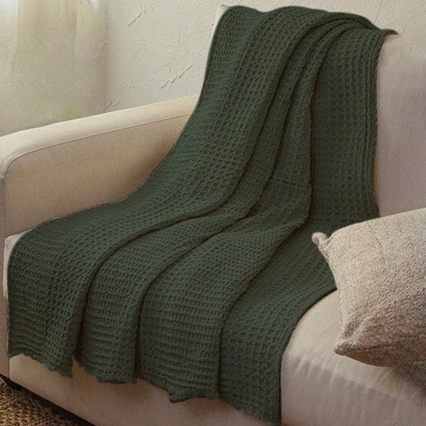 Linen Cotton - Waffle Weave Throw Blanket
