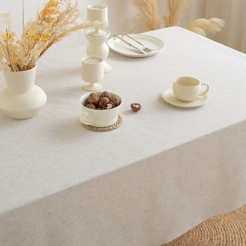 Linen Cotton Tablecloth, Flax Fabric Table Cloth Luxurious Table Cover