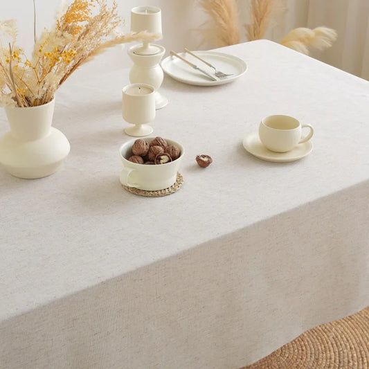 Linen Cotton Tablecloth, Flax Fabric Table Cloth Luxurious Table Cover