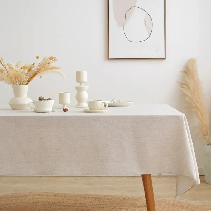 Linen Cotton Tablecloth, Flax Fabric Table Cloth Luxurious Table Cover