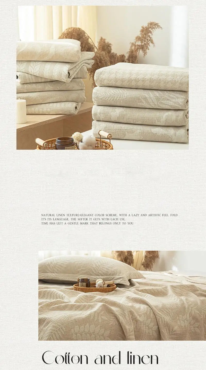Luxury Cotton and Linen Bed Sheet Sets High Quality Skin Friendly Flat Sheet 2 Pillowcases for All Seasons Queen King Bedclothes