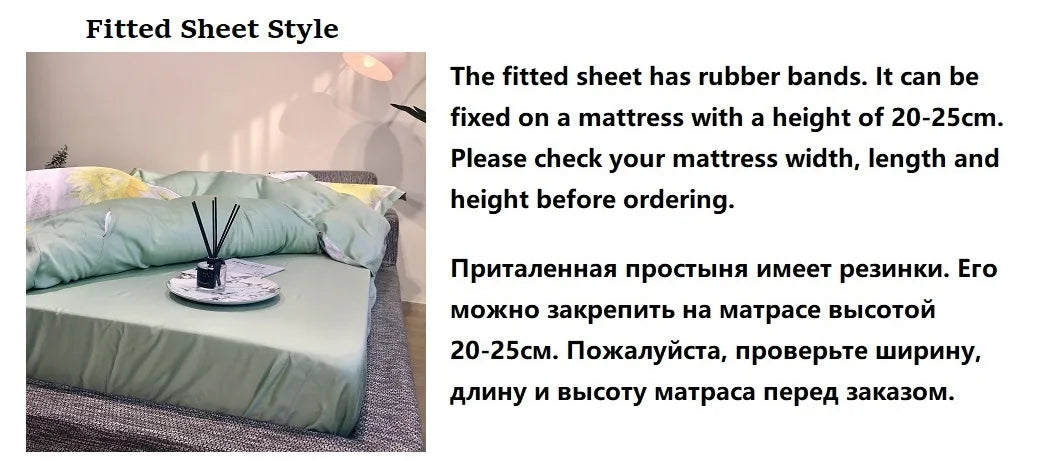 Luxury 600TC Egyptian Cotton Bedding Set, Bird Plant Flowers, Digital Printing, Duvet Cover, Bed Linen, Fitted Sheet, Pillowcase