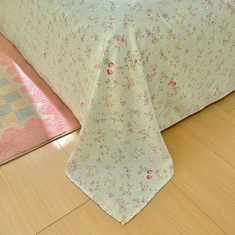 Flower Print Bed Sheet Single/Double/Queen/King Size Flat Sheets Adults Kids Room Soft Bed Linen sabanas (Pillowcase Need Order)