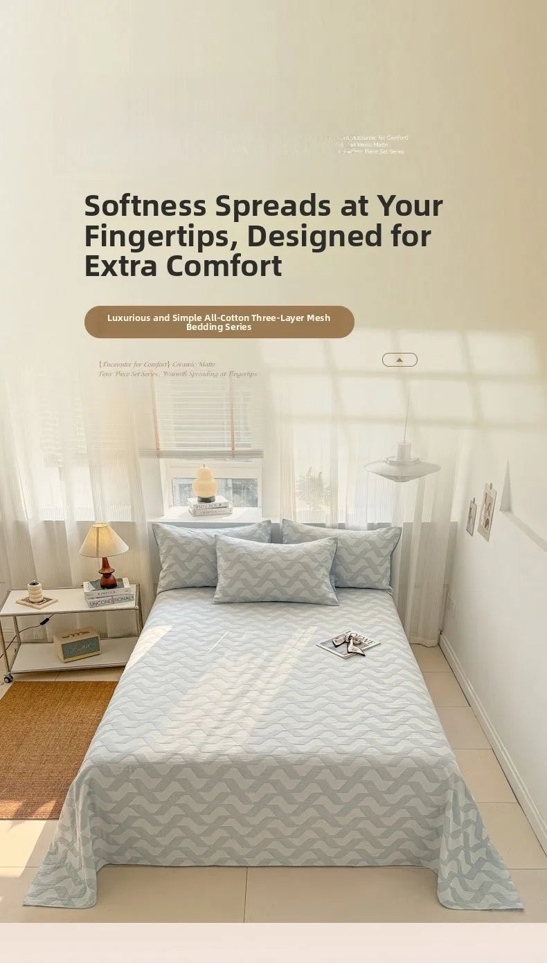 Pure Cotton Tee-piece Set Thiened Double-layered Cotton Bedding