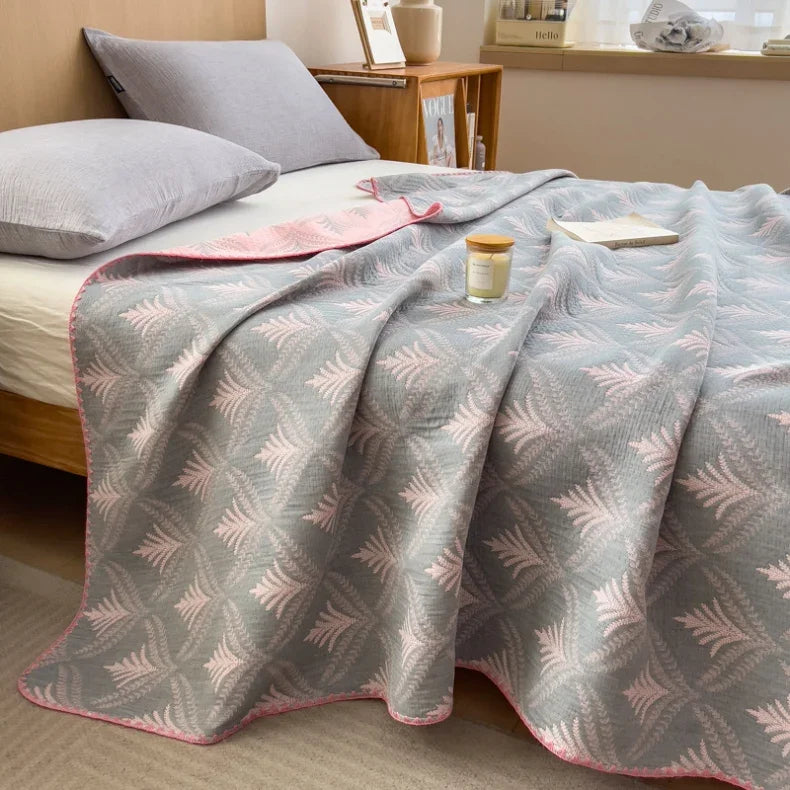 Cotton three-layer yarn towel quilt pure cotton office lunch break blanket sofa cover blanket shawl blanket Xia Liang quilt