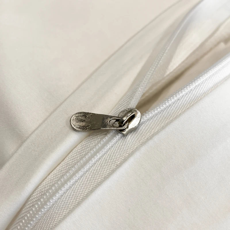 Egyptian Cotton Hollow Edge Luxury Bedding Set, White, Grey, Pink, Blue,1 Duvet Cover,2 Pillowcases,1 Flat Sheet Or Fitted Sheet