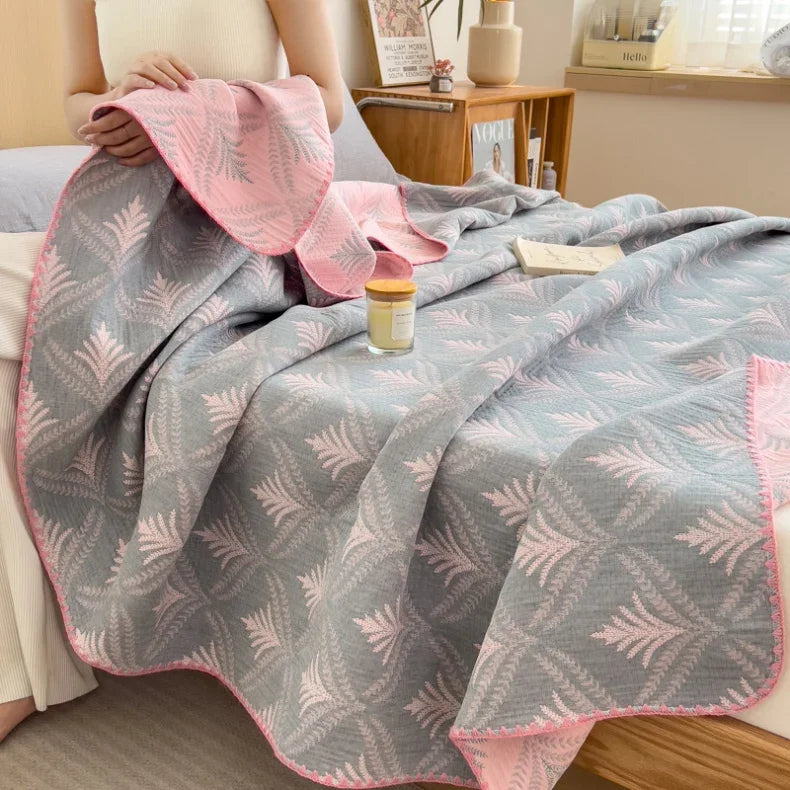 Cotton three-layer yarn towel quilt pure cotton office lunch break blanket sofa cover blanket shawl blanket Xia Liang quilt