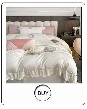 Egyptian Cotton Hollow Edge Luxury Bedding Set, White, Grey, Pink, Blue,1 Duvet Cover,2 Pillowcases,1 Flat Sheet Or Fitted Sheet