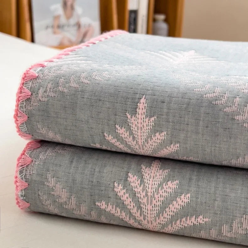 Cotton three-layer yarn towel quilt pure cotton office lunch break blanket sofa cover blanket shawl blanket Xia Liang quilt