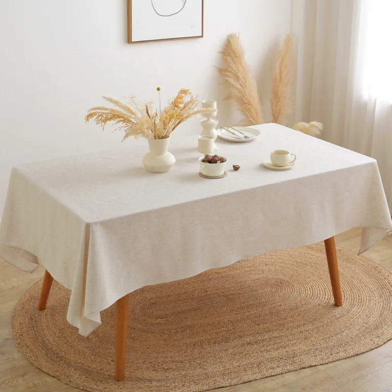 Linen Cotton Tablecloth, Flax Fabric Table Cloth Luxurious Table Cover