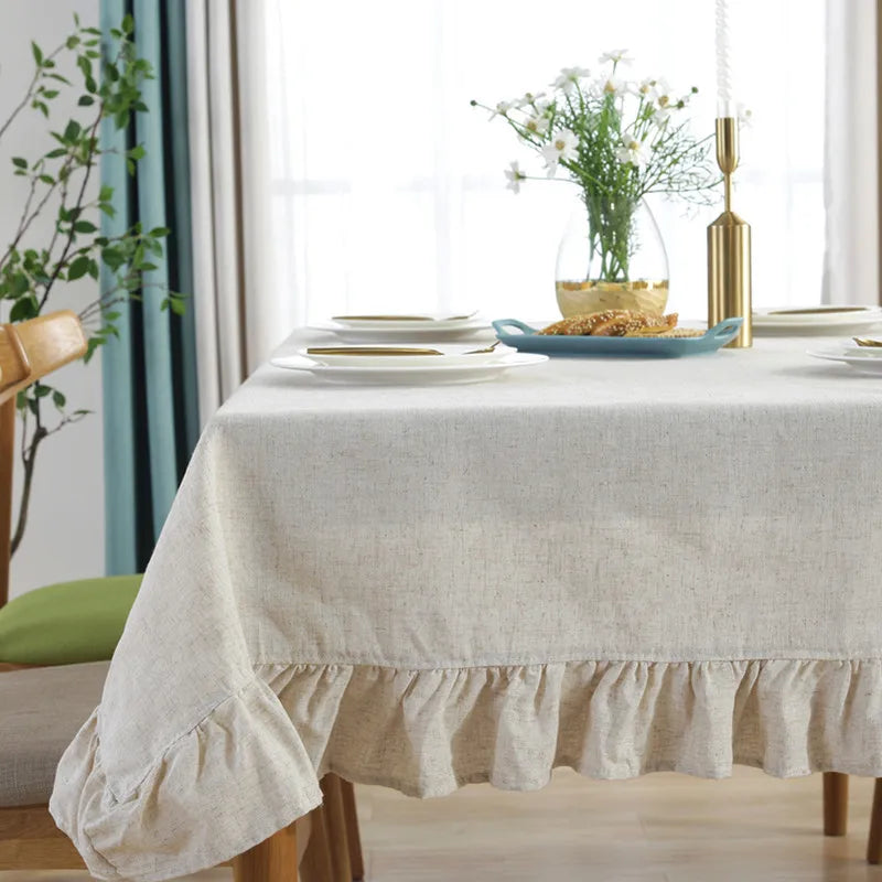 Linen Cotton Tablecloth, Flax Fabric Table Cloth Luxurious Table Cover