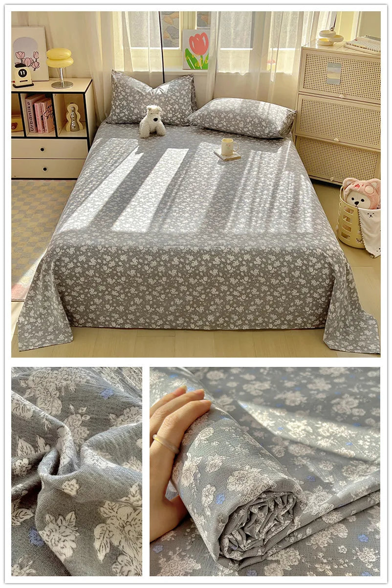 Flower Print Bed Sheet Single/Double/Queen/King Size Flat Sheets Adults Kids Room Soft Bed Linen sabanas (Pillowcase Need Order)