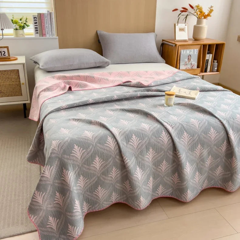 Cotton three-layer yarn towel quilt pure cotton office lunch break blanket sofa cover blanket shawl blanket Xia Liang quilt