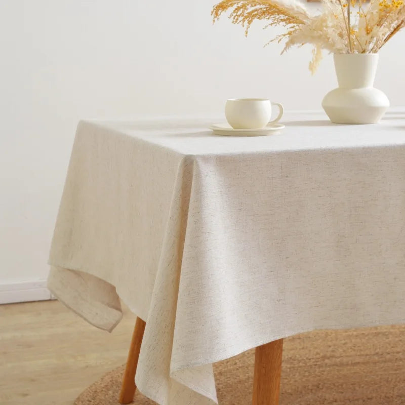 Linen Cotton Tablecloth, Flax Fabric Table Cloth Luxurious Table Cover