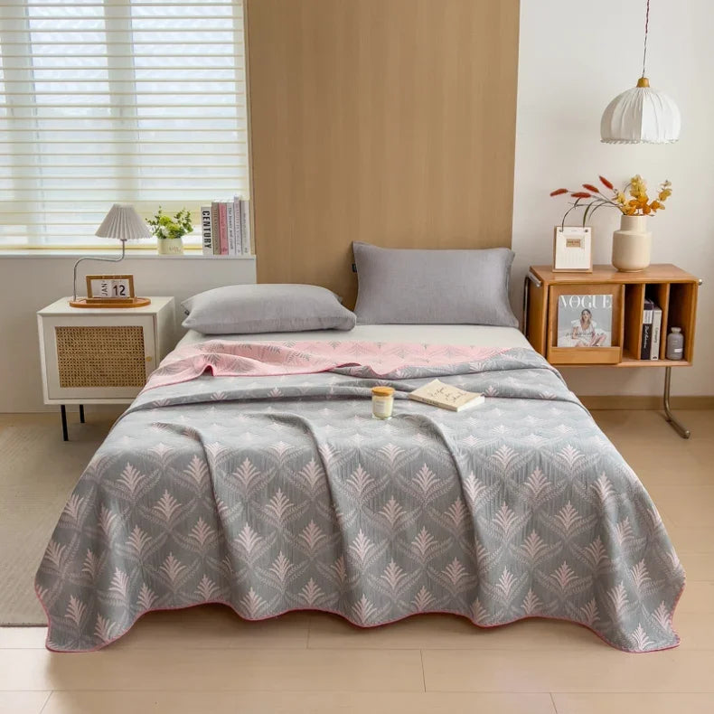 Cotton three-layer yarn towel quilt pure cotton office lunch break blanket sofa cover blanket shawl blanket Xia Liang quilt