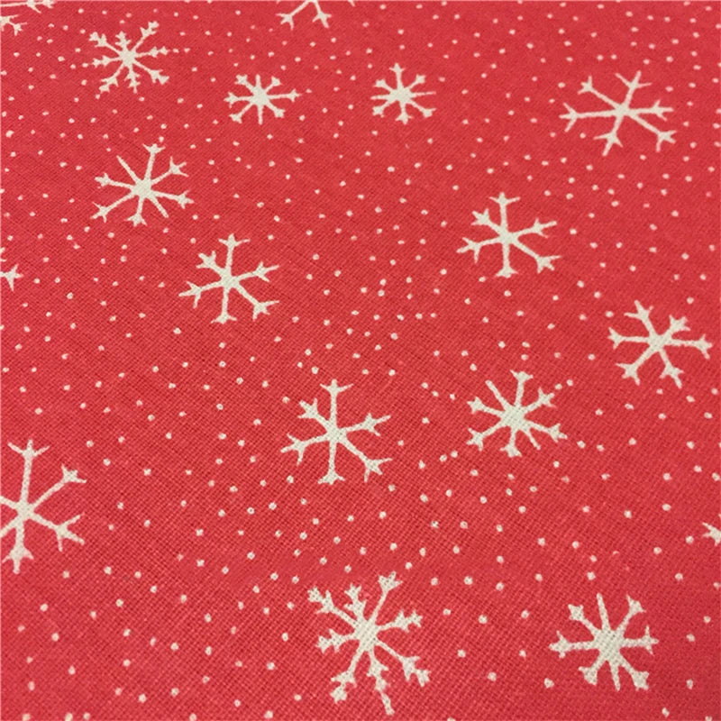 1/3/5M Linen Fabric Christmas Decoration White Snowflake Red Elk Print Linen Cloth Tablecloth Diy Handmade Backdrop