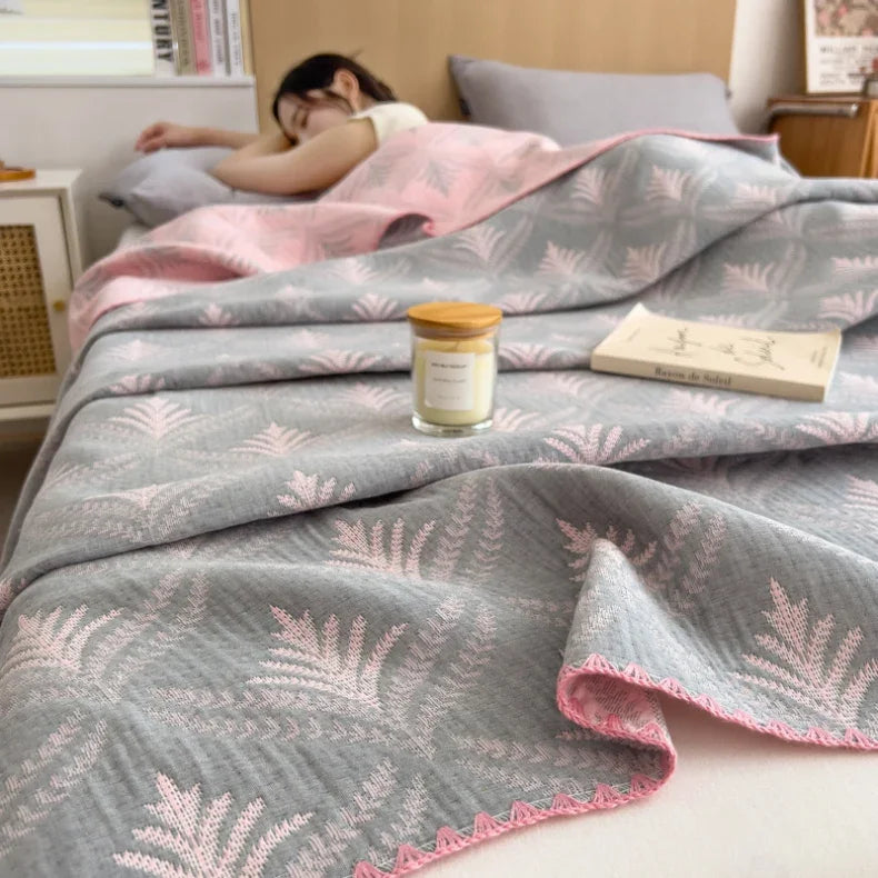 Cotton three-layer yarn towel quilt pure cotton office lunch break blanket sofa cover blanket shawl blanket Xia Liang quilt