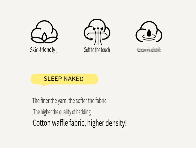3PCS Waffle Floral Bed Sheets Set Cotton Fitted Sheet Non Slip Bedspread Mattress Cover Double Bed Sheet Christmas Gift Decor