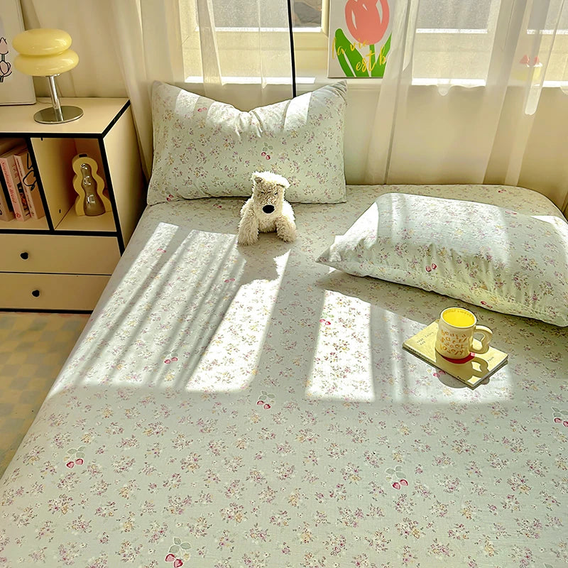 Flower Print Bed Sheet Single/Double/Queen/King Size Flat Sheets Adults Kids Room Soft Bed Linen sabanas (Pillowcase Need Order)