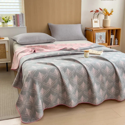 Cotton three-layer yarn towel quilt pure cotton office lunch break blanket sofa cover blanket shawl blanket Xia Liang quilt