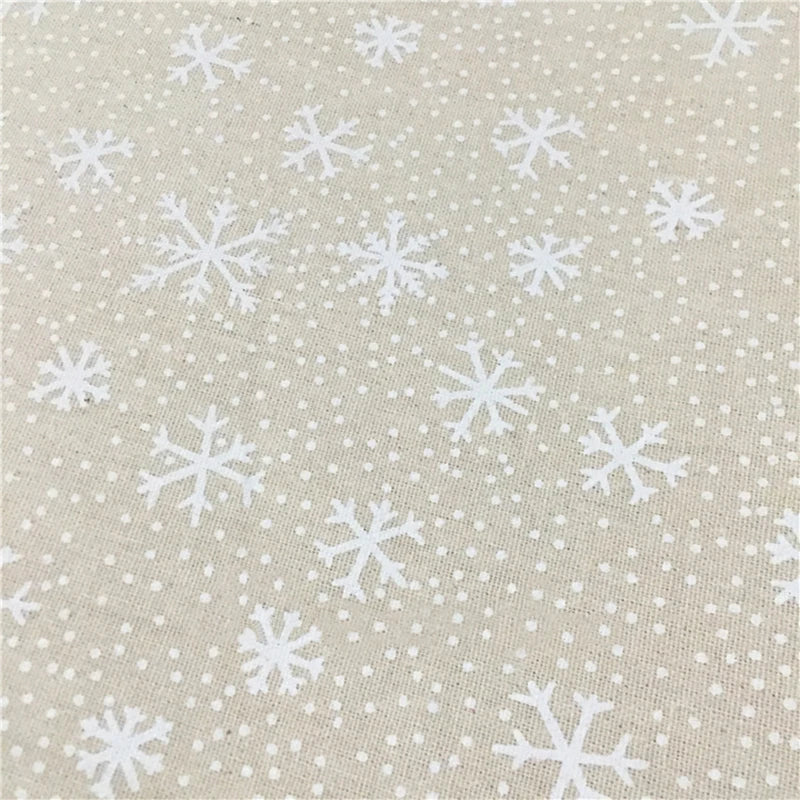 1/3/5M Linen Fabric Christmas Decoration White Snowflake Red Elk Print Linen Cloth Tablecloth Diy Handmade Backdrop