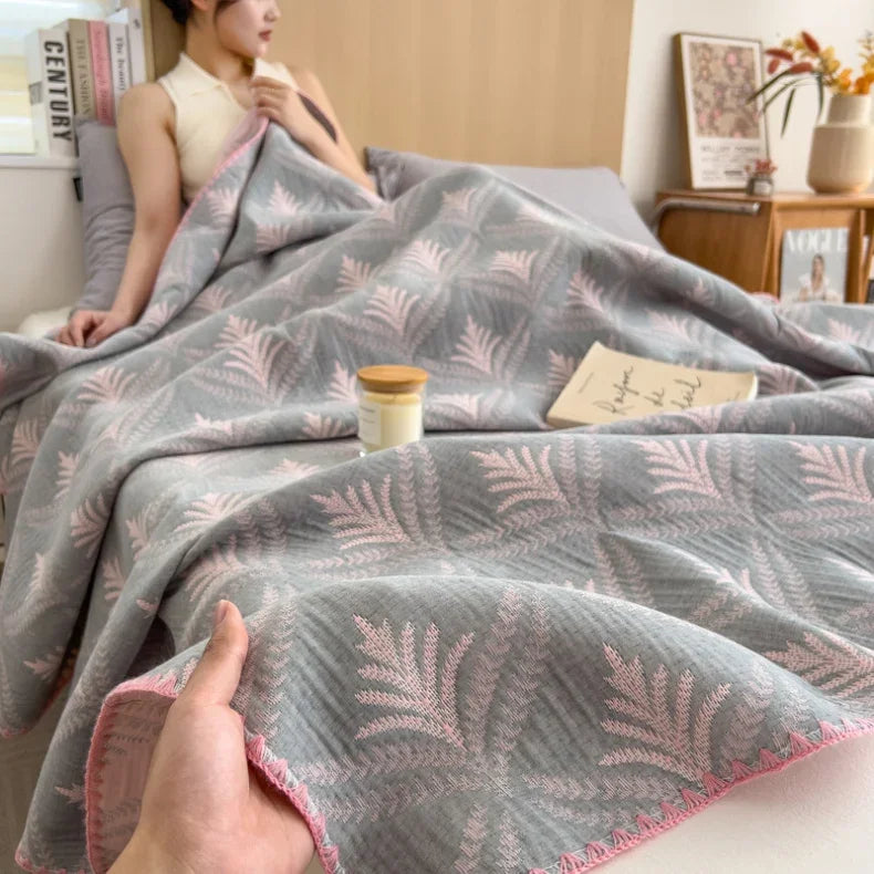 Cotton three-layer yarn towel quilt pure cotton office lunch break blanket sofa cover blanket shawl blanket Xia Liang quilt