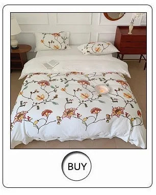 Egyptian Cotton Hollow Edge Luxury Bedding Set, White, Grey, Pink, Blue,1 Duvet Cover,2 Pillowcases,1 Flat Sheet Or Fitted Sheet