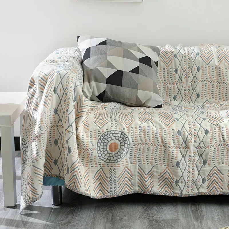 Bohemia Throw Blanket For Beds Cotton Cover Four Seasons Sofa Blanket Oversized Summer Gauze Cool Quilt Double Bedspread
