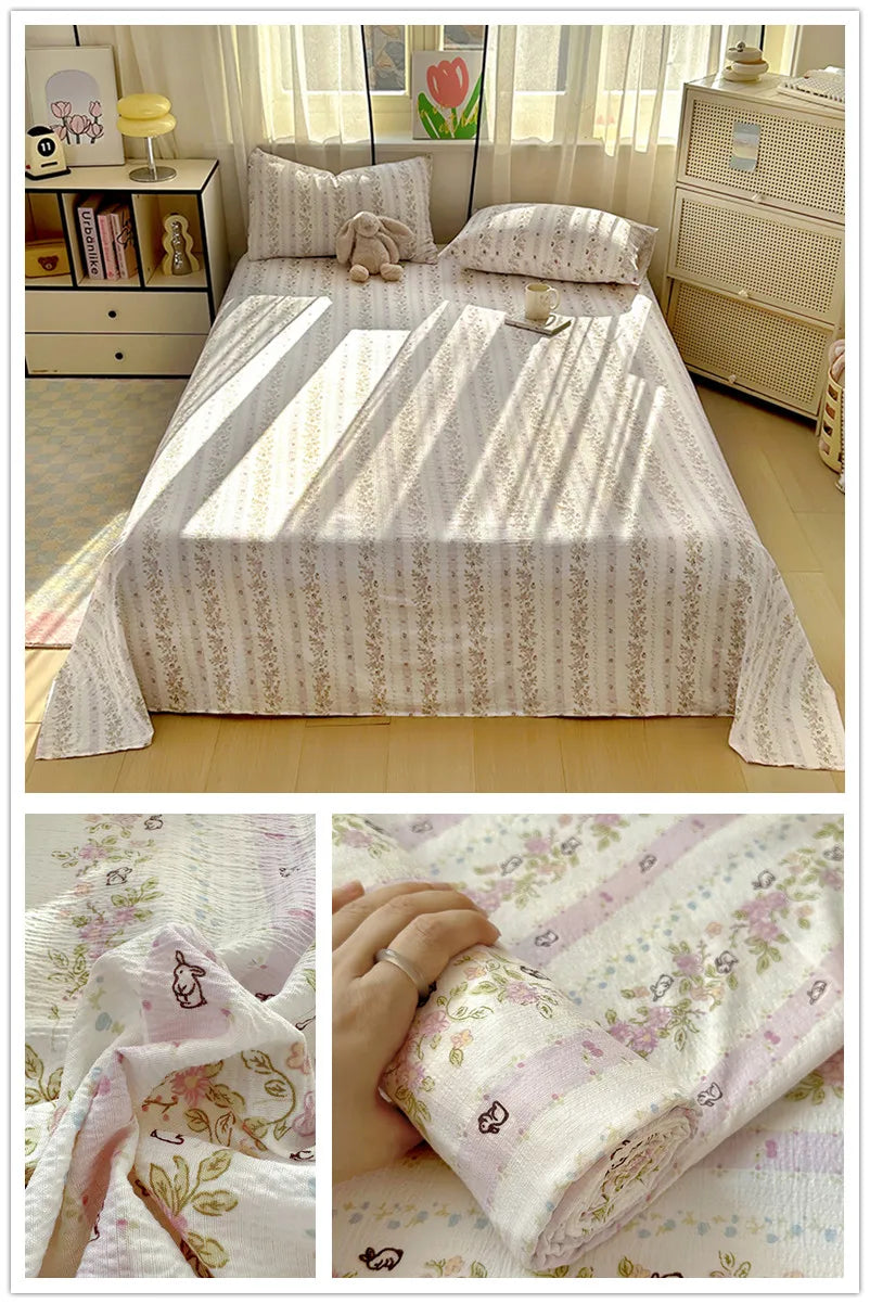 Flower Print Bed Sheet Single/Double/Queen/King Size Flat Sheets Adults Kids Room Soft Bed Linen sabanas (Pillowcase Need Order)