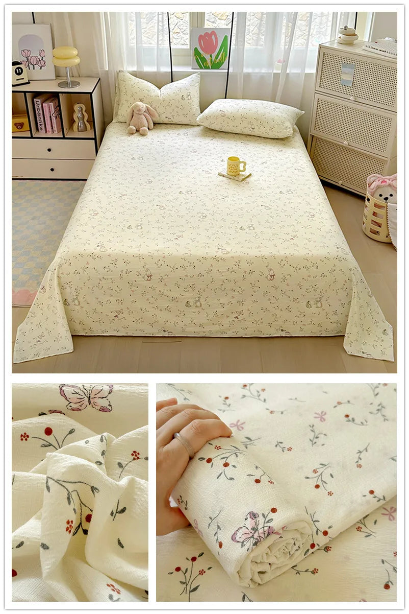 Flower Print Bed Sheet Single/Double/Queen/King Size Flat Sheets Adults Kids Room Soft Bed Linen sabanas (Pillowcase Need Order)
