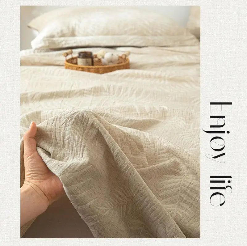 Luxury Cotton and Linen Bed Sheet Sets High Quality Skin Friendly Flat Sheet 2 Pillowcases for All Seasons Queen King Bedclothes