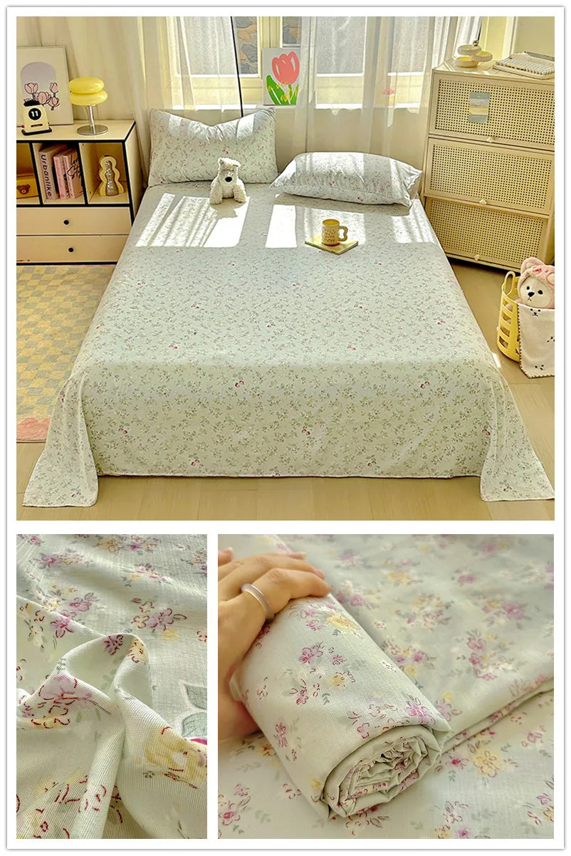 Flower Print Bed Sheet Single/Double/Queen/King Size Flat Sheets Adults Kids Room Soft Bed Linen sabanas (Pillowcase Need Order)