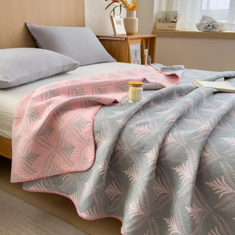Cotton three-layer yarn towel quilt pure cotton office lunch break blanket sofa cover blanket shawl blanket Xia Liang quilt