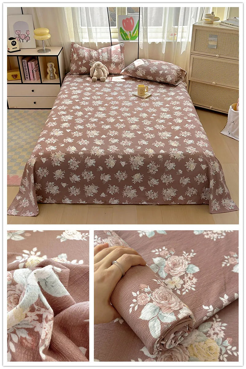 Flower Print Bed Sheet Single/Double/Queen/King Size Flat Sheets Adults Kids Room Soft Bed Linen sabanas (Pillowcase Need Order)