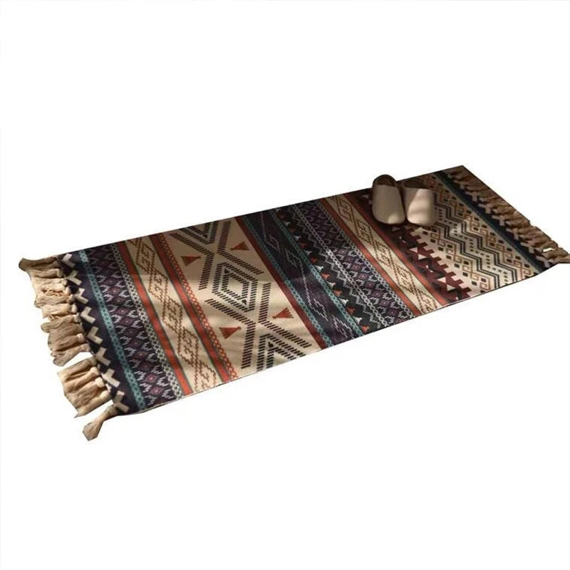 Linen Plaid Carpet Cotton Home Weave Carpets Bohemian Rug Floor Carpet For Living Room Bedroom Home Deocr Foot Pad Beach tapijt