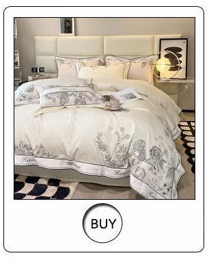 Egyptian Cotton Hollow Edge Luxury Bedding Set, White, Grey, Pink, Blue,1 Duvet Cover,2 Pillowcases,1 Flat Sheet Or Fitted Sheet