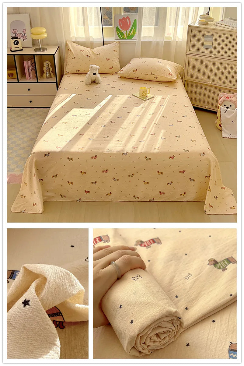 Flower Print Bed Sheet Single/Double/Queen/King Size Flat Sheets Adults Kids Room Soft Bed Linen sabanas (Pillowcase Need Order)