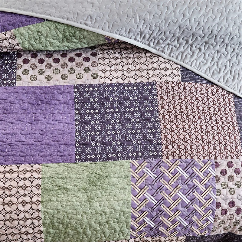 Quilted Bedspread Set,Soft Microfibe Bed Cover+Pillowcase,American Flower Patchwork,Mattress Topper Sheet King cama solteiro