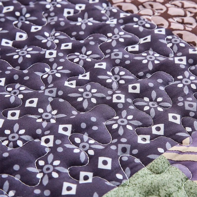 Quilted Bedspread Set,Soft Microfibe Bed Cover+Pillowcase,American Flower Patchwork,Mattress Topper Sheet King cama solteiro