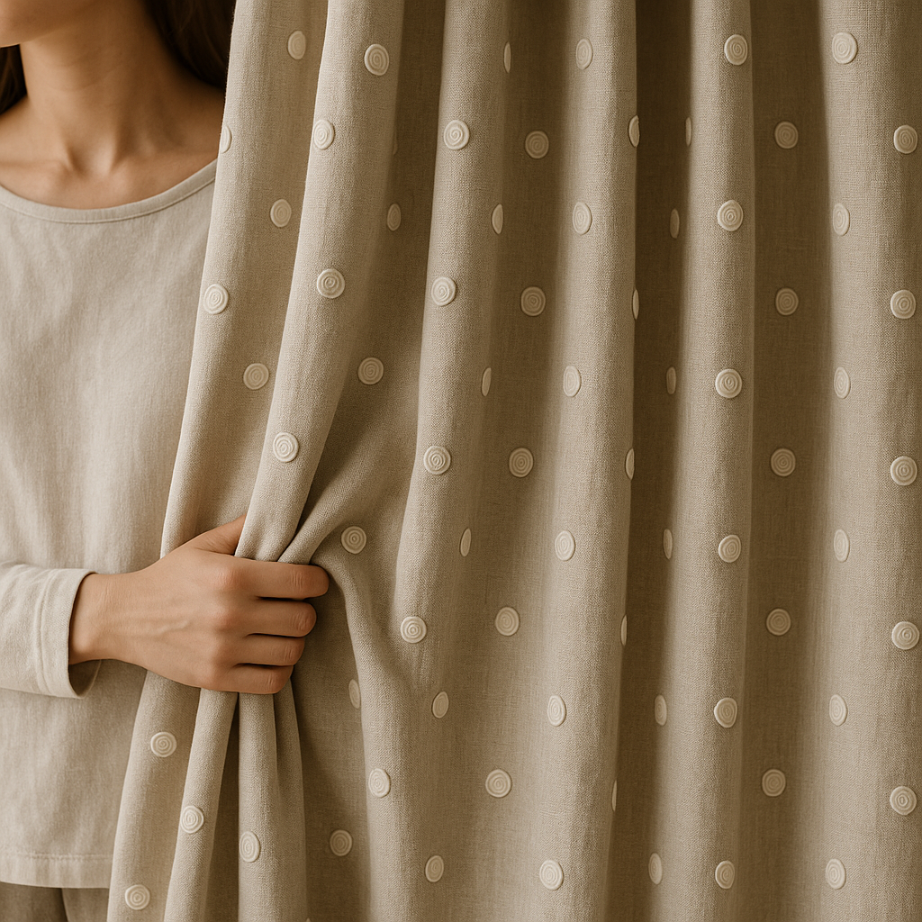 Pure Linen Spiral Polka Dot Curtains – Made to Measure, Blackout or Cotton Lined