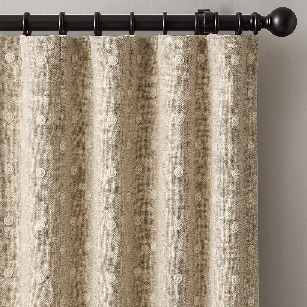 Pure Linen Spiral Polka Dot Curtains – Made to Measure, Blackout or Cotton Lined
