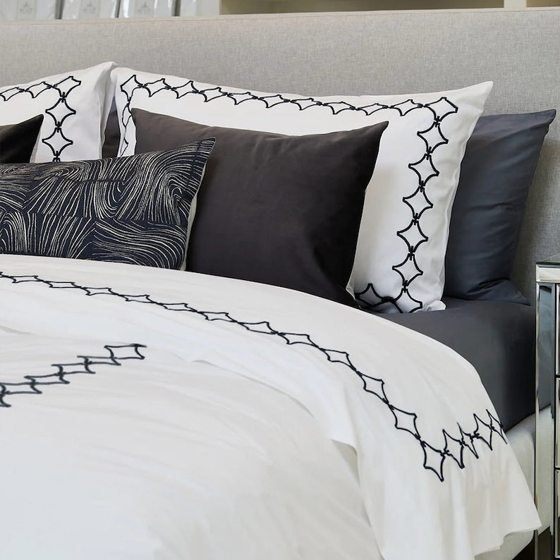 Links - Linen Cotton Embroidered Edge Duvet Cover Sets