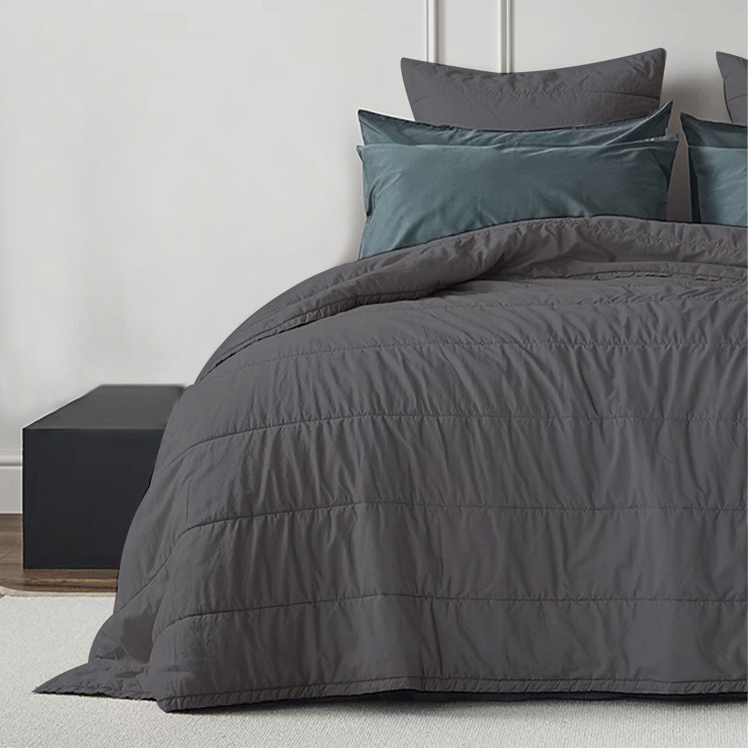Broad Channel Stitch - Pure Linen Quilt Sets-6