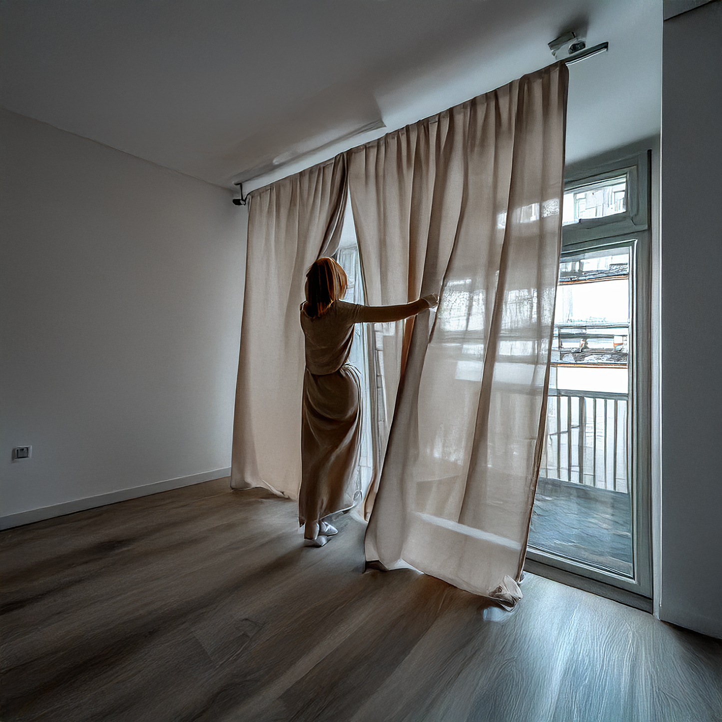 Natural Linen Curtains |  Semi Sheer Privacy | Single Panel or Pair |  Undyed Organic Linen | GOTS Certified Flax Linen